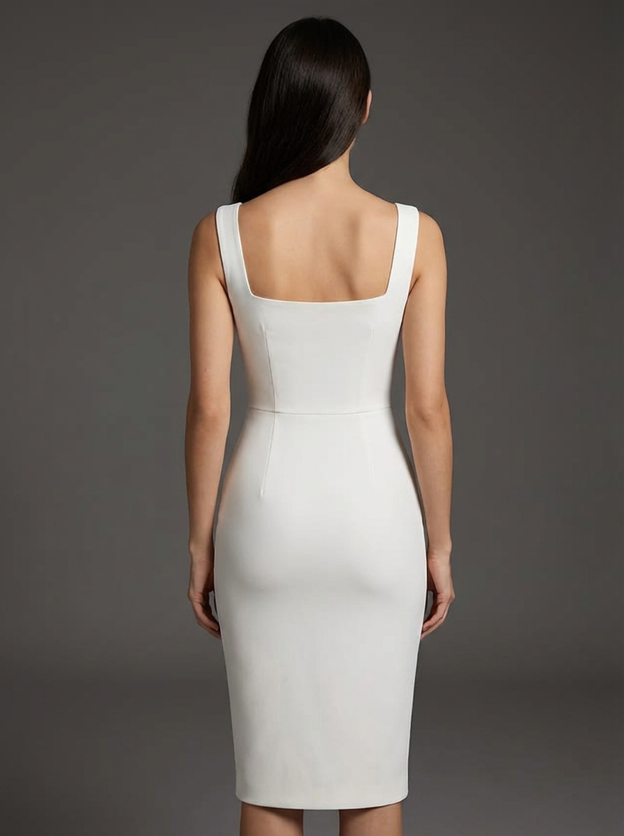 Sylova Kare Yaka Minimal Midi Elbise