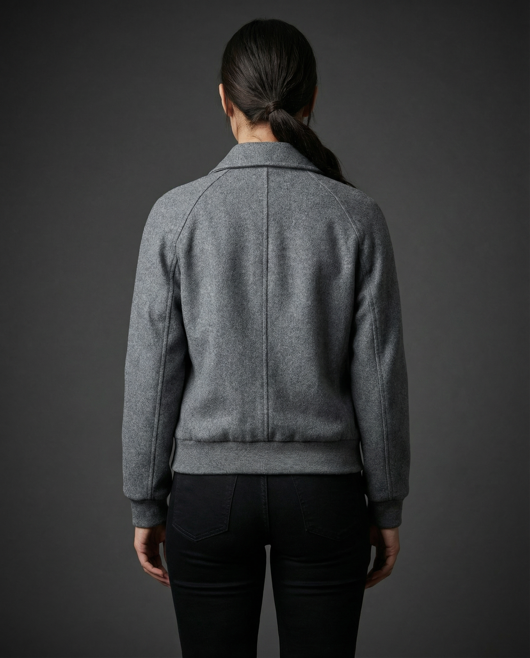 Sylova Gri Fermuarlı Minimal Bomber Ceket