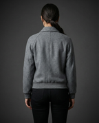 Sylova Gri Fermuarlı Minimal Bomber Ceket