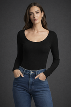 Sylova Thermal Fleece Uzun Kollu Basic Tişört – Siyah