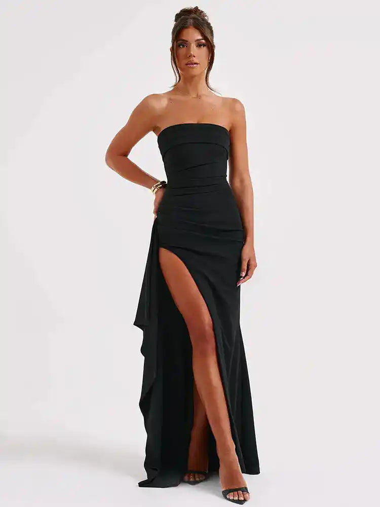 Eternal Elegance Straplez Yırtmaçlı Gece Elbisesi