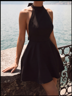 Noir Aura Halter Mini Elbise