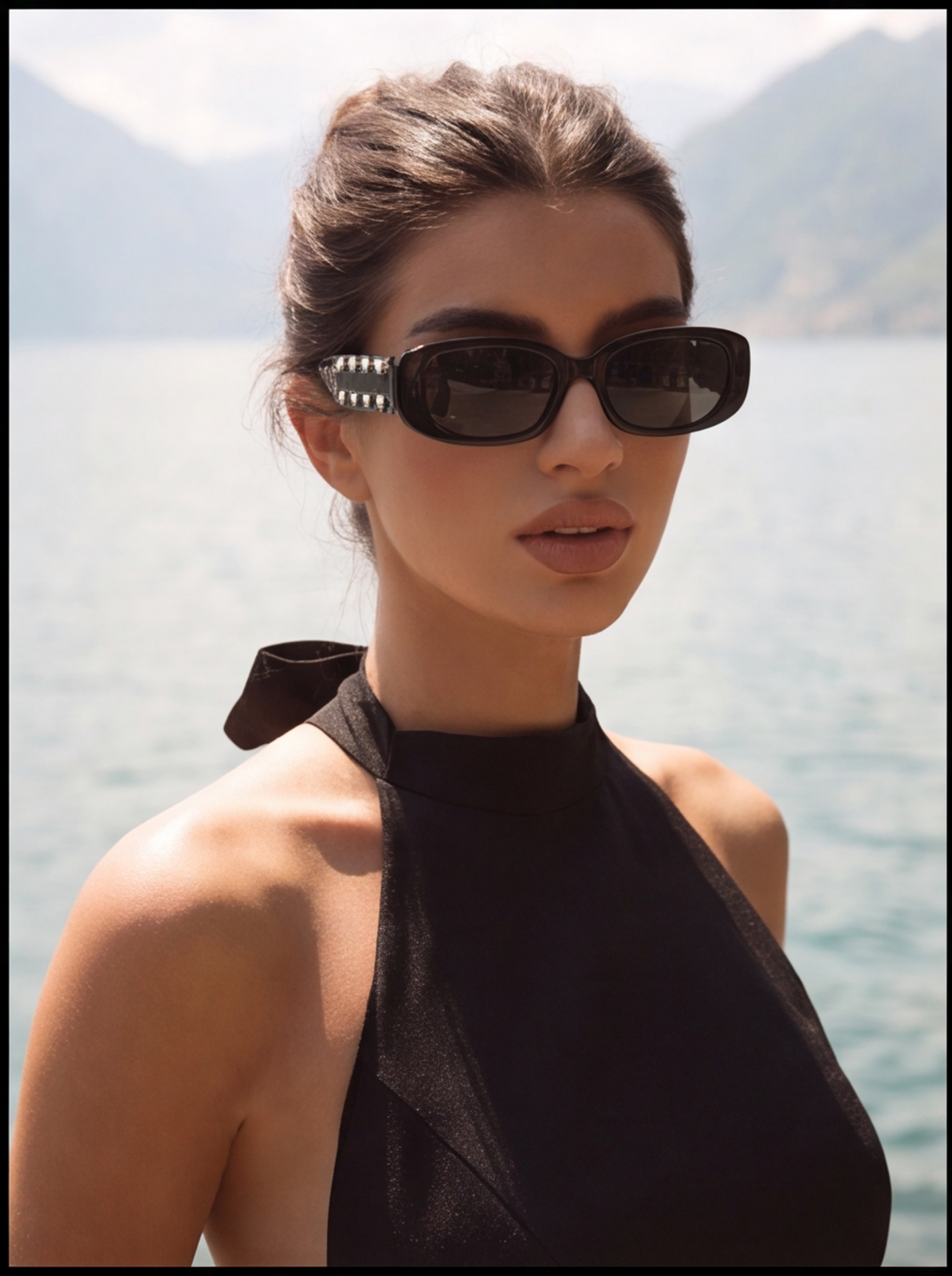 Noir Aura Halter Mini Elbise