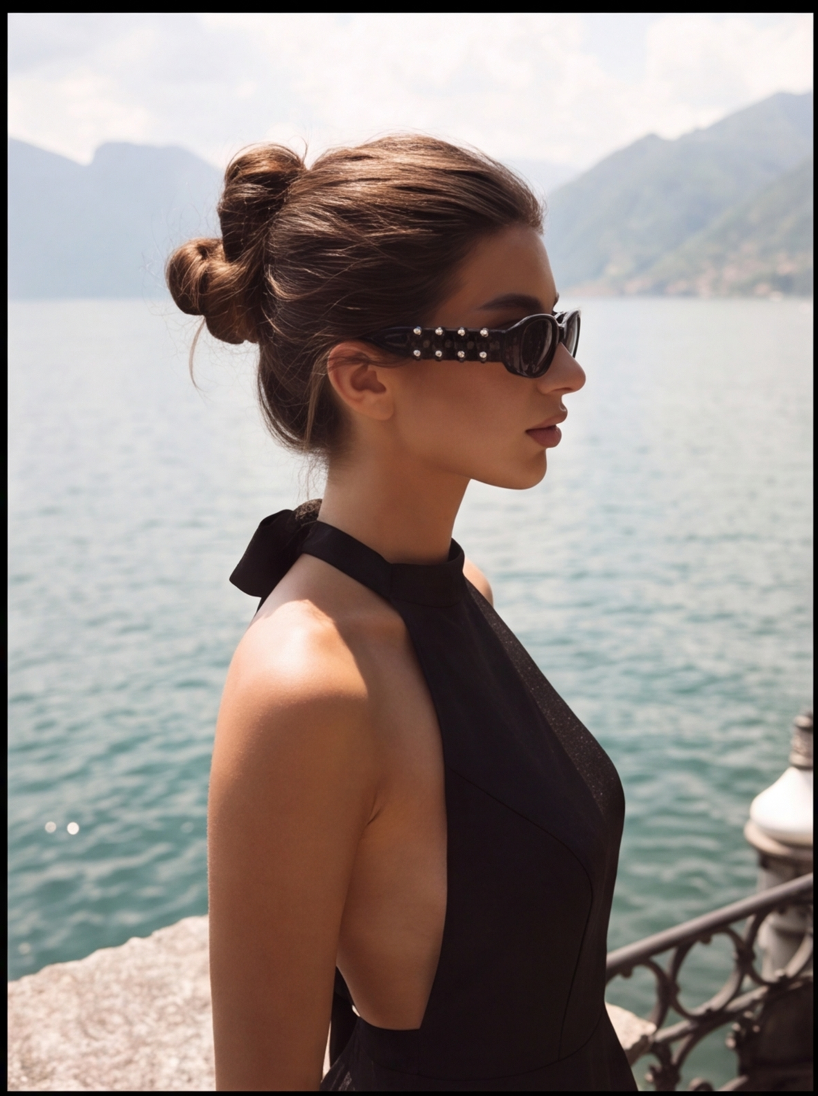 Noir Aura Halter Mini Elbise