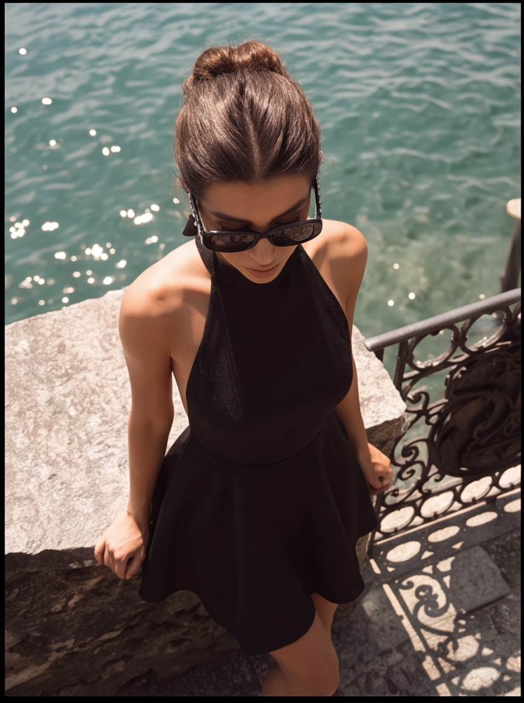 Noir Aura Halter Mini Elbise