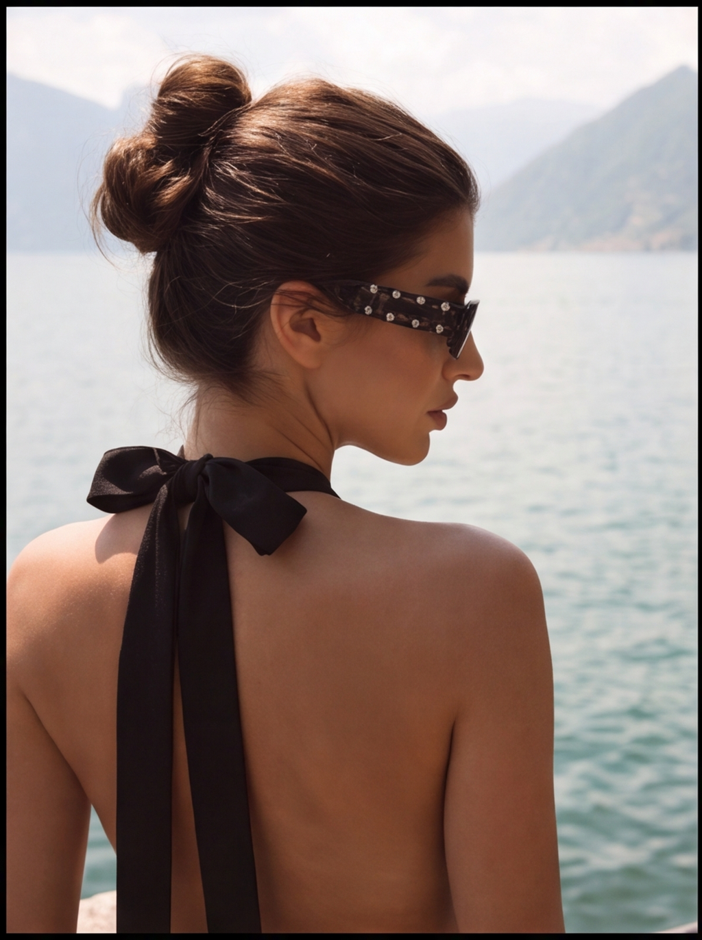 Noir Aura Halter Mini Elbise