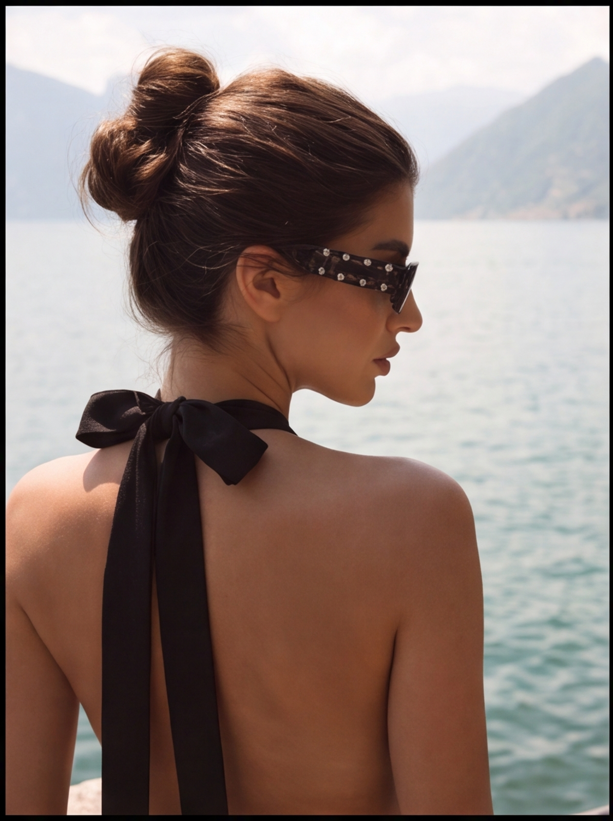 Noir Aura Halter Mini Elbise