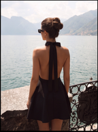 Noir Aura Halter Mini Elbise