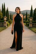 Noir Elegance Yırtmaç Detaylı Uzun Abiye