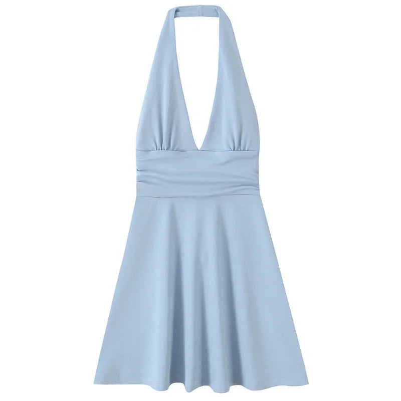 "Summer Breeze" Halter Yaka Uçuş Uçuş Mini Elbise