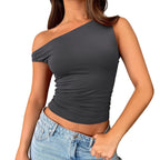 Bold Move Tek Omuz Renkli Crop Bluz – Her Renkte Cesur ve Şık!
