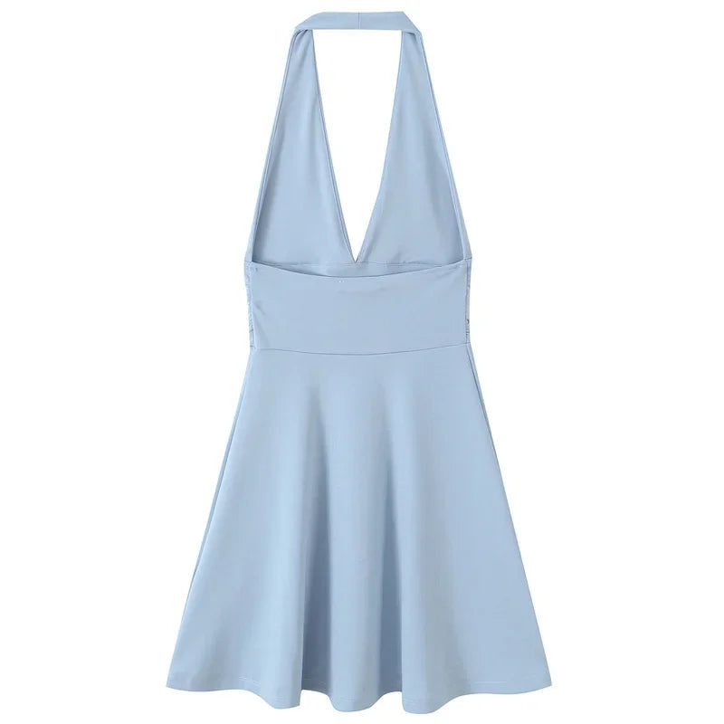 "Summer Breeze" Halter Yaka Uçuş Uçuş Mini Elbise