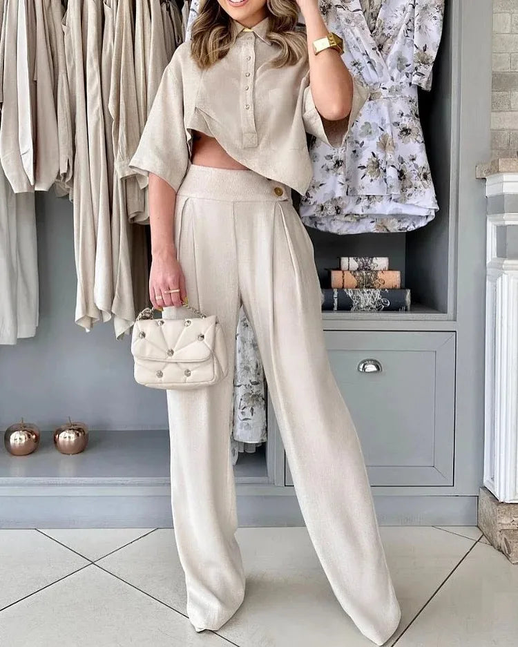 Bej Renk Oversize Keten Takım – Şıklığın Yeni Hali