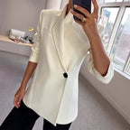 Uzun Kollu Casual Saten Blazer INS Bol Kesim Şık Tek Düğmeli Ceket