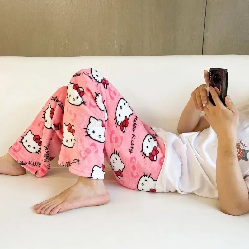 Hello Kitty Desenli Polar Pijama Altı – Renkli Seçenekler