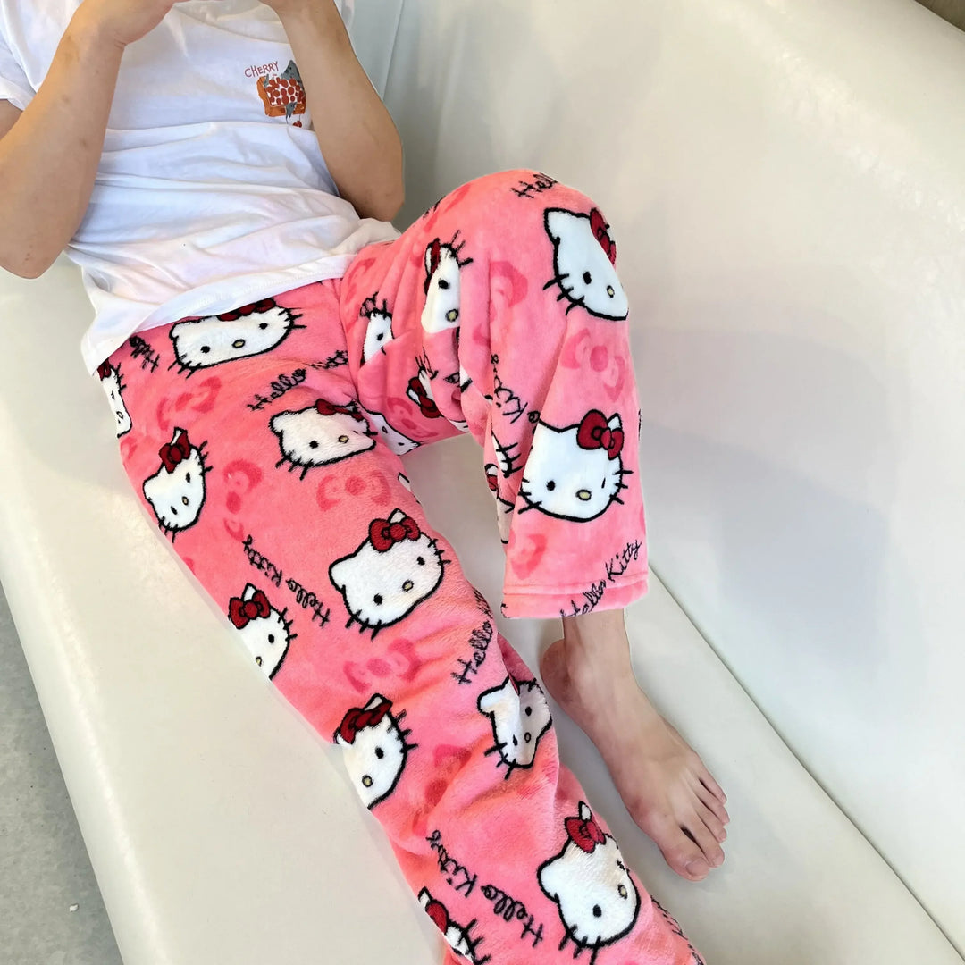 Hello Kitty Desenli Polar Pijama Altı – Renkli Seçenekler