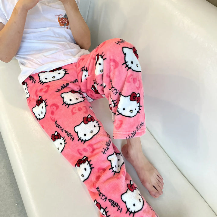 Hello Kitty Desenli Polar Pijama Altı – Renkli Seçenekler