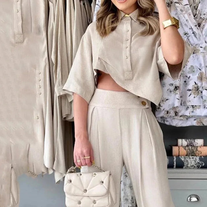 Bej Renk Oversize Keten Takım – Şıklığın Yeni Hali
