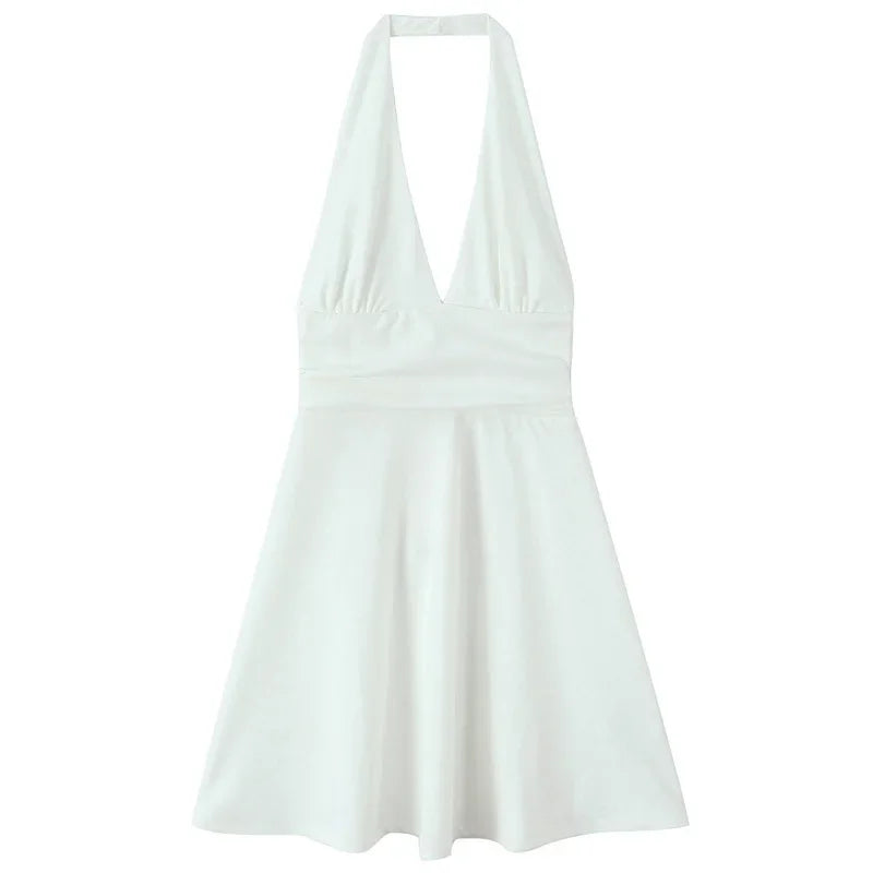 "Summer Breeze" Halter Yaka Uçuş Uçuş Mini Elbise
