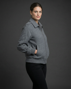 Sylova Gri Fermuarlı Minimal Bomber Ceket
