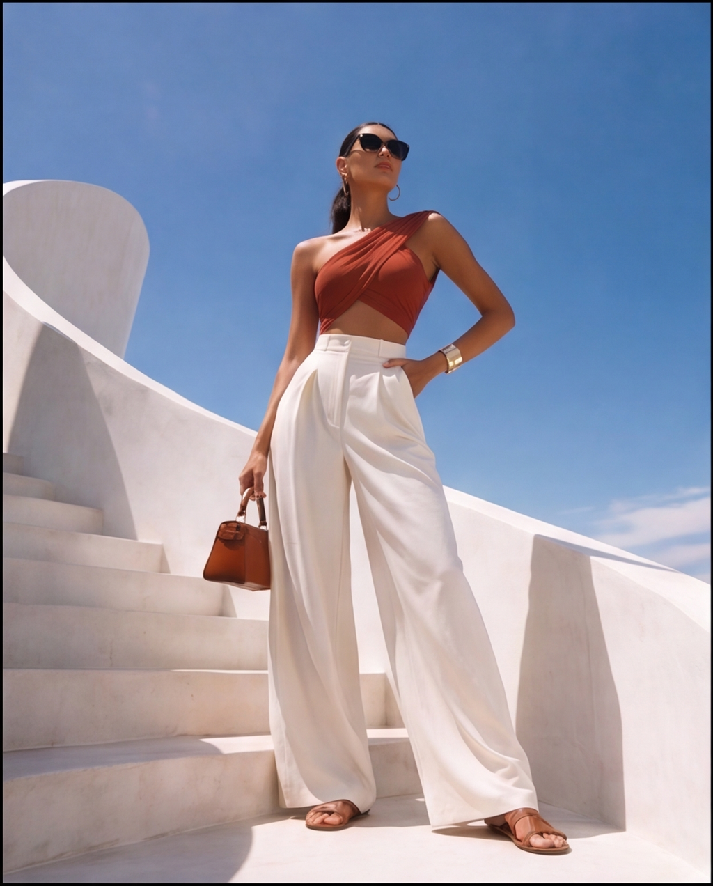 Yüksek Bel Pileli Geniş Paça (Wide-Leg) Kumaş Pantolon
