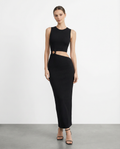 Sylova Cut-Out Detaylı Fit Midi Elbise – Siyah